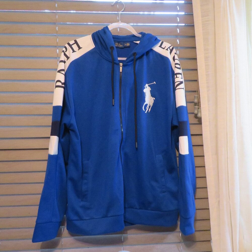 Polo Ralph Lauren zipper hoodJacket size L 100% Fine Yarn In Excellent Condition